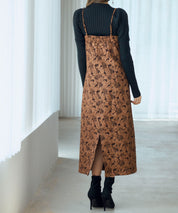 ジャガード生地バックスリットキャミワンピースsdp0230 ダークブラウン