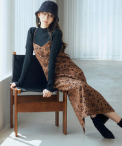 ジャガード生地バックスリットキャミワンピースsdp0230 ダークブラウン