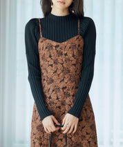 ジャガード生地バックスリットキャミワンピースsdp0230 ダークブラウン