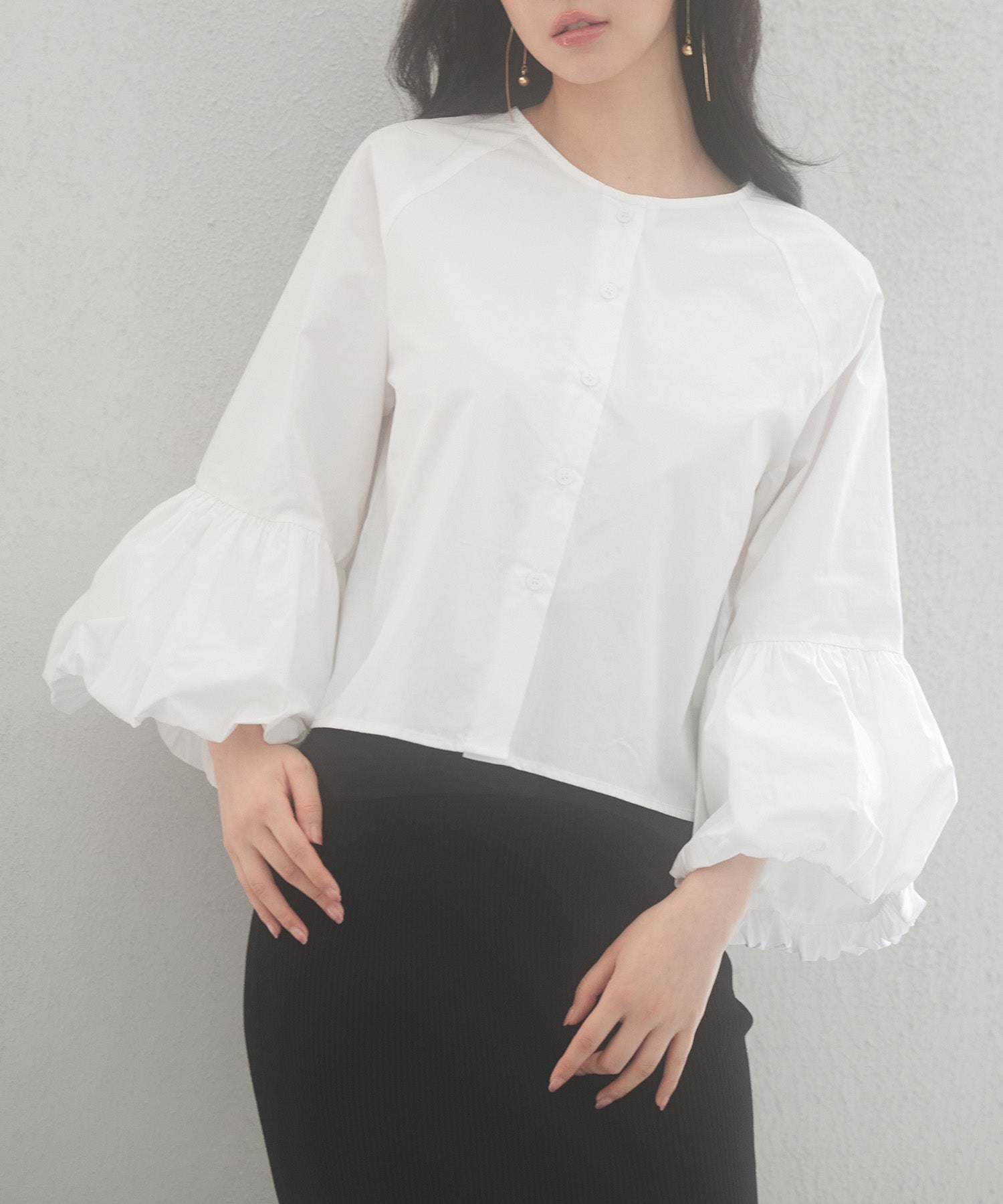 前後2wayポワンスリーブブラウスsdp0231 ホワイト