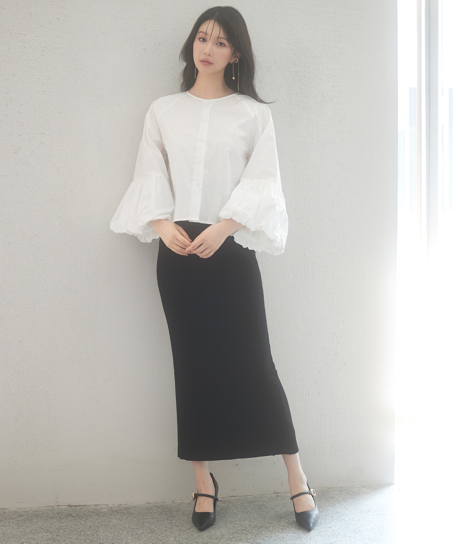 前後2wayポワンスリーブブラウスsdp0231 ホワイト