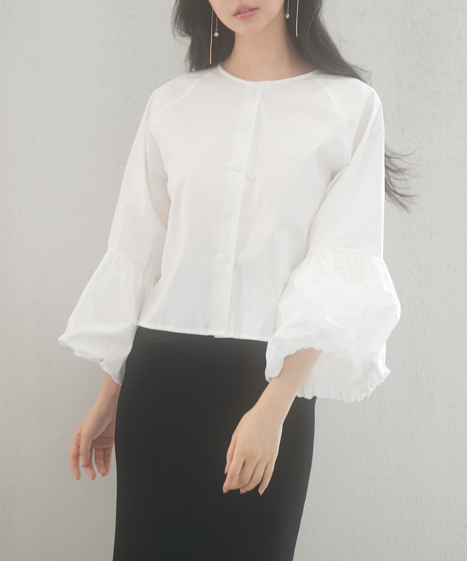 前後2wayポワンスリーブブラウスsdp0231 ホワイト