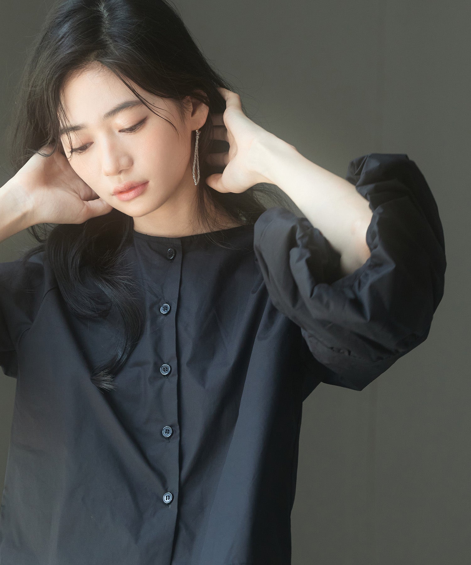 前後2wayポワンスリーブブラウスsdp0231 ブラック