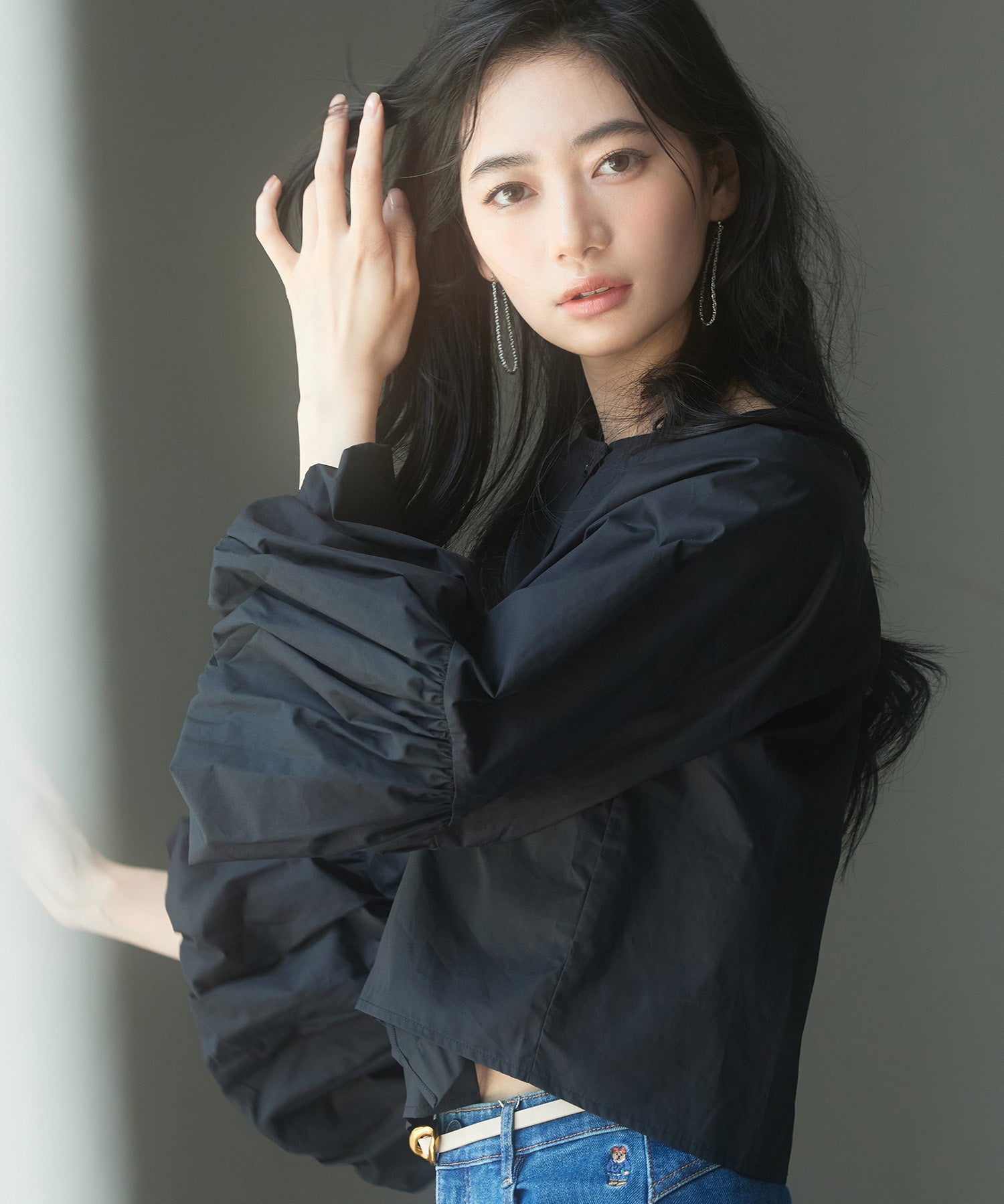 前後2wayポワンスリーブブラウスsdp0231 ブラック