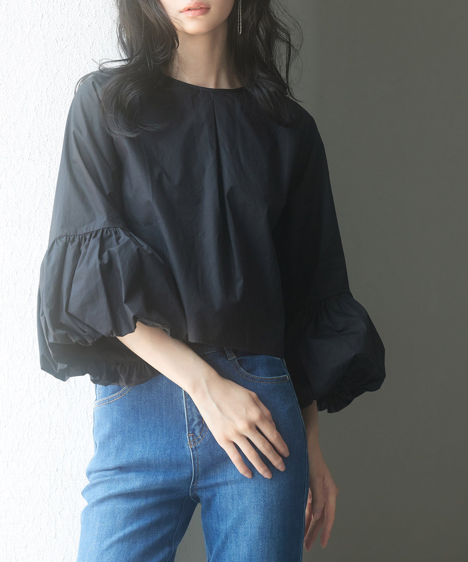 前後2wayポワンスリーブブラウスsdp0231 ブラック