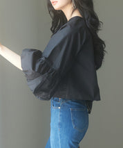 前後2wayポワンスリーブブラウスsdp0231 ブラック