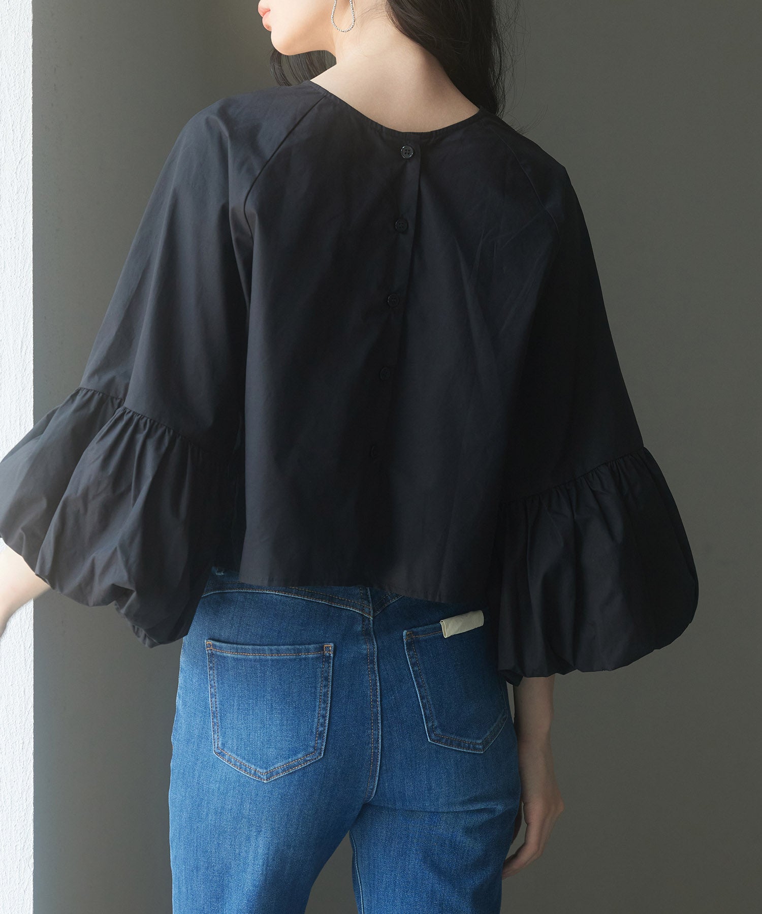 前後2wayポワンスリーブブラウスsdp0231 ブラック