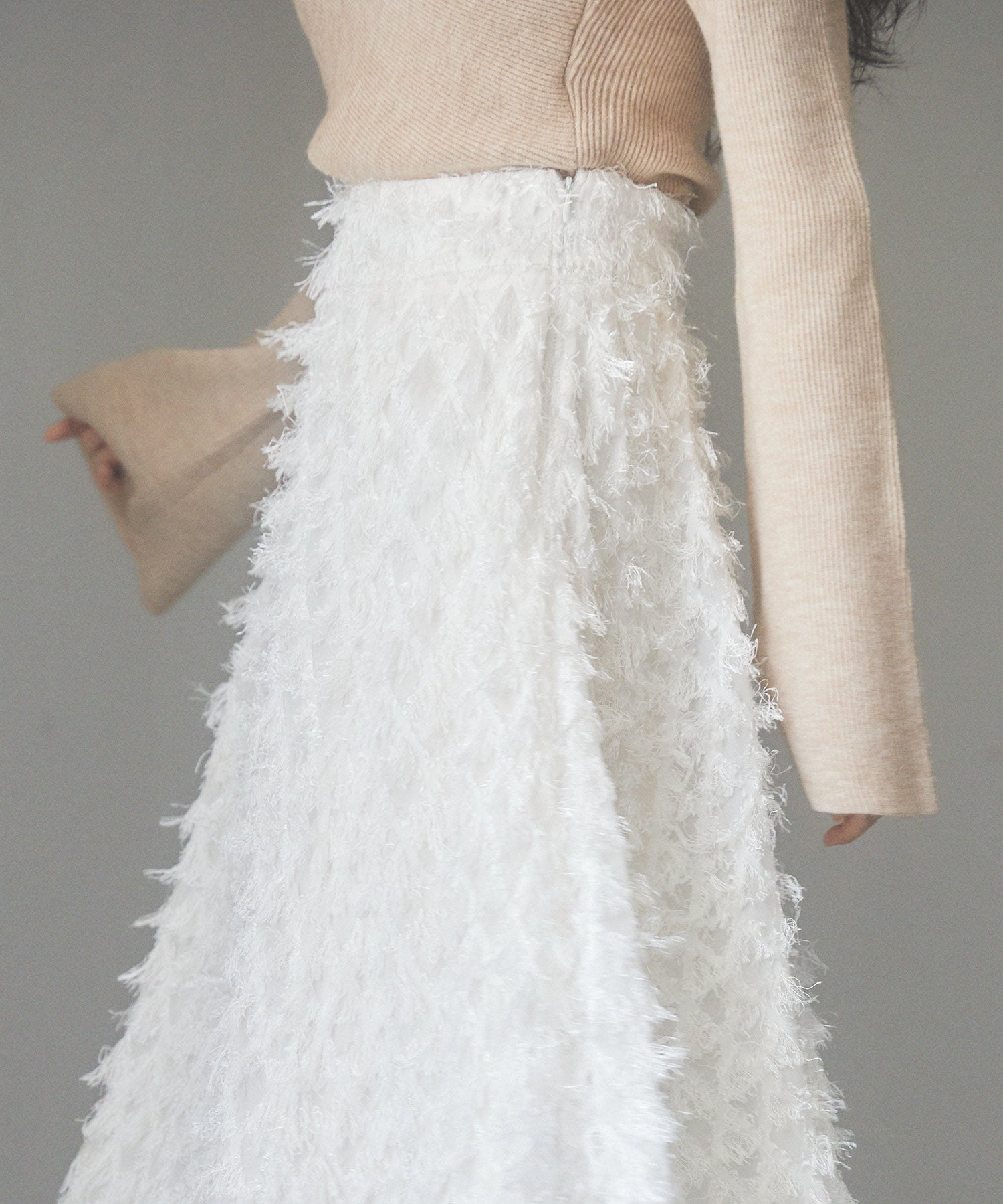 カットジャガード素材フレアスカートsdp0235 アイボリー