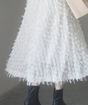 カットジャガード素材フレアスカートsdp0235 アイボリー