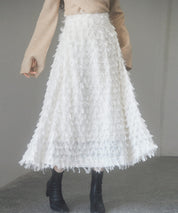 カットジャガード素材フレアスカートsdp0235 アイボリー