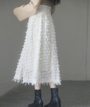 カットジャガード素材フレアスカートsdp0235 アイボリー