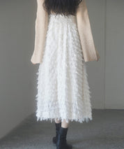 カットジャガード素材フレアスカートsdp0235 アイボリー