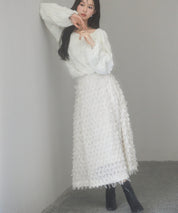 カットジャガード素材フレアスカートsdp0235 アイボリー