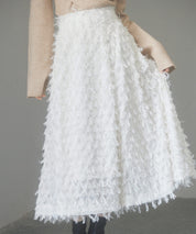 カットジャガード素材フレアスカートsdp0235 アイボリー