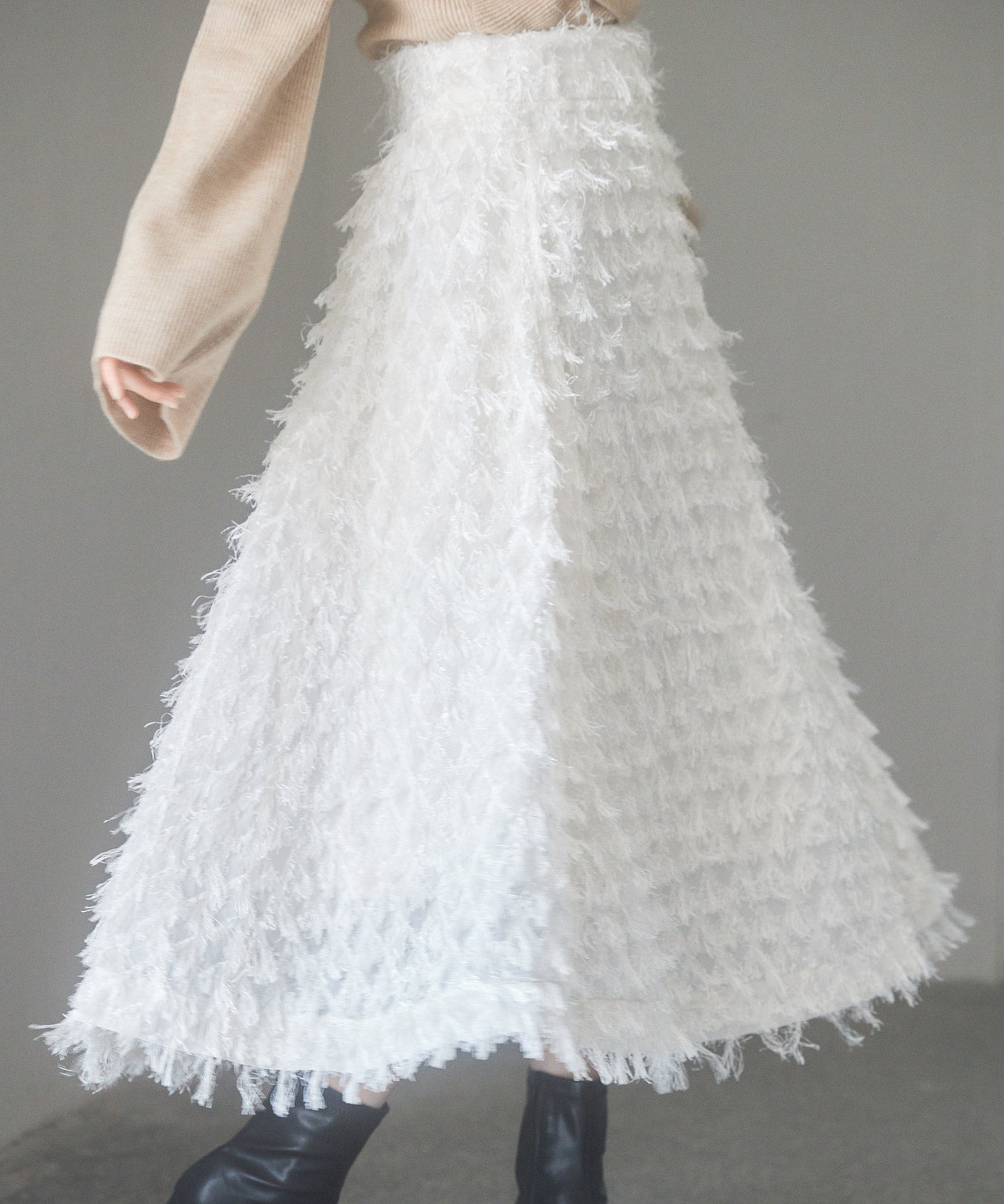 カットジャガード素材フレアスカートsdp0235 アイボリー