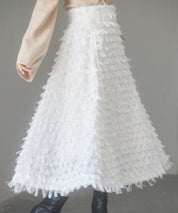 カットジャガード素材フレアスカートsdp0235 アイボリー