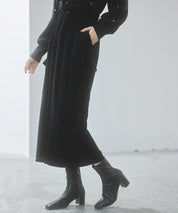 ペロア生地センタースリットカーゴスカートsdp0236 ブラック