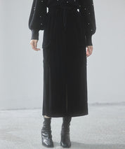 ペロア生地センタースリットカーゴスカートsdp0236 ブラック