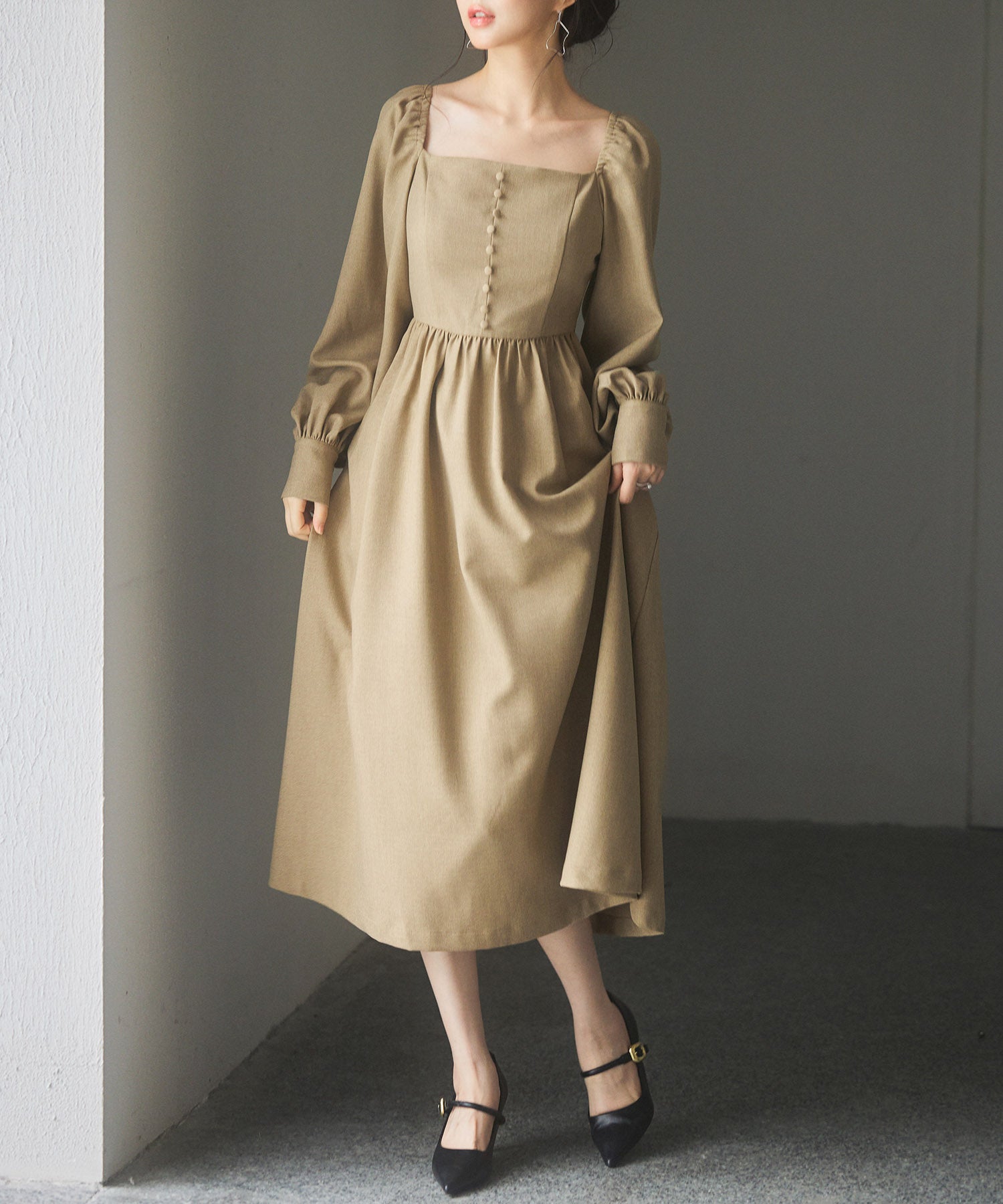 スクエアネックふんわりフレアワンピースsdp0237-103-17