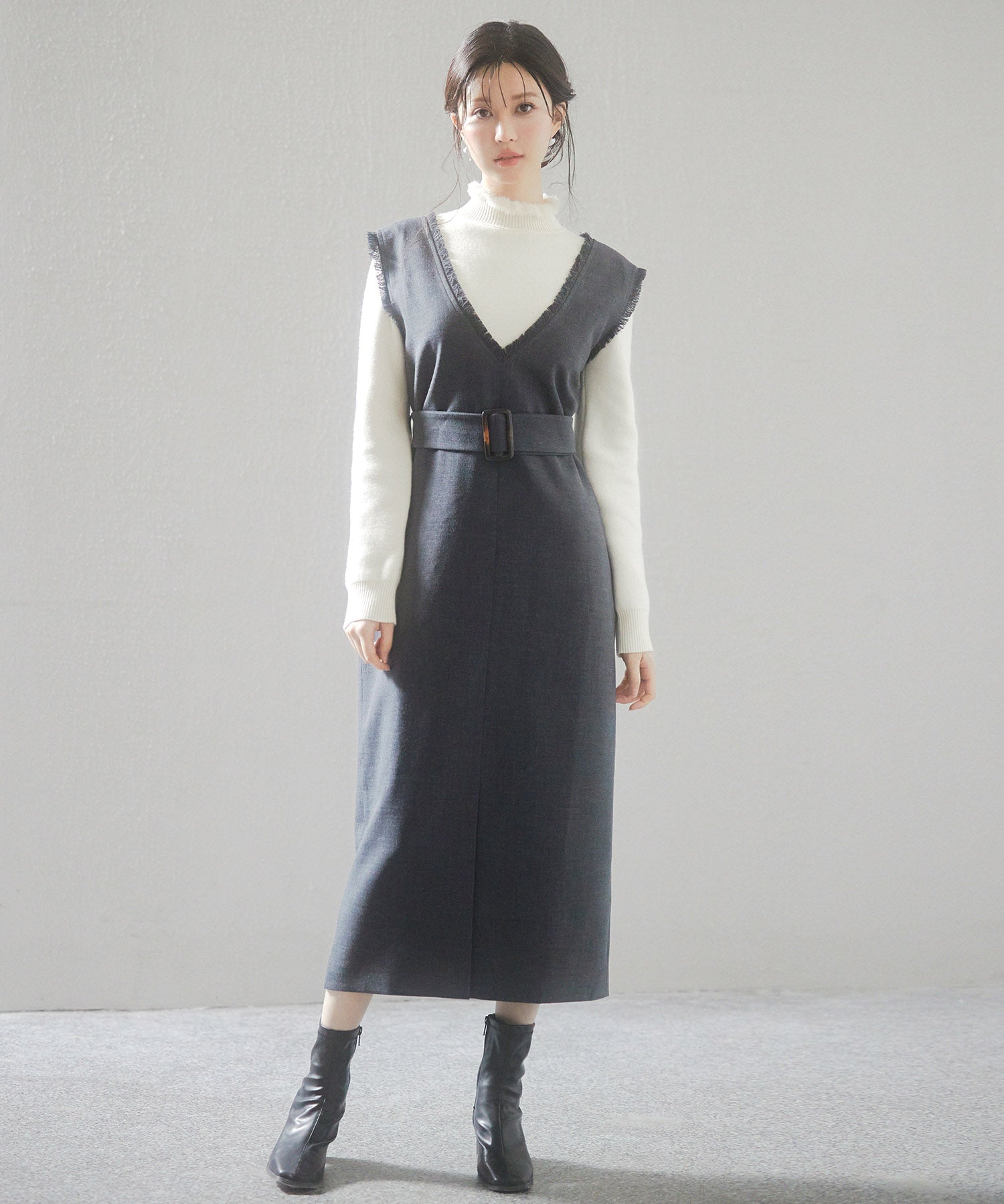 前後2wayベルト付きジャンパースカートsdp0238 チャコール