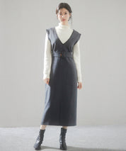 前後2wayベルト付きジャンパースカートsdp0238 チャコール