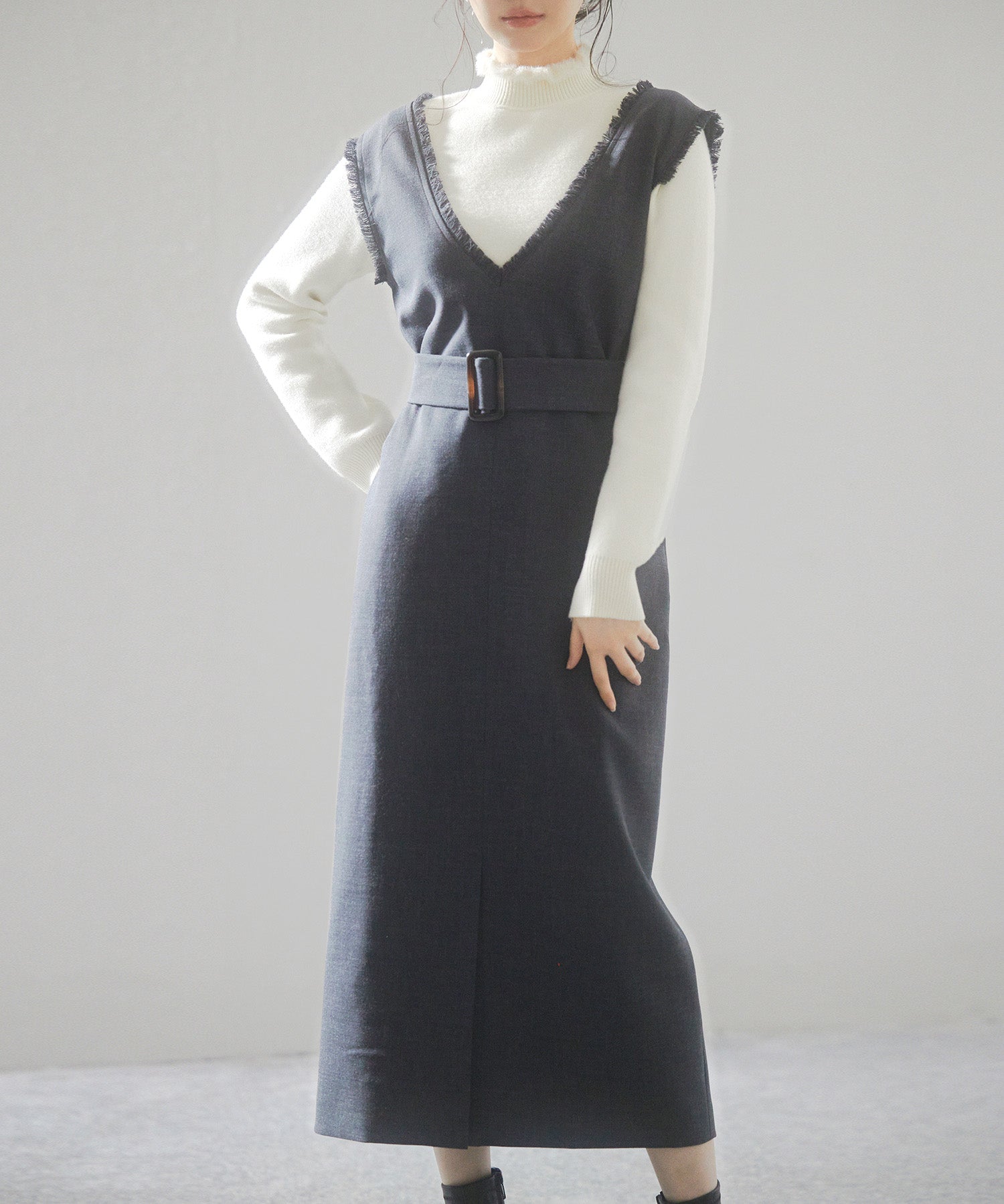 前後2wayベルト付きジャンパースカートsdp0238 チャコール