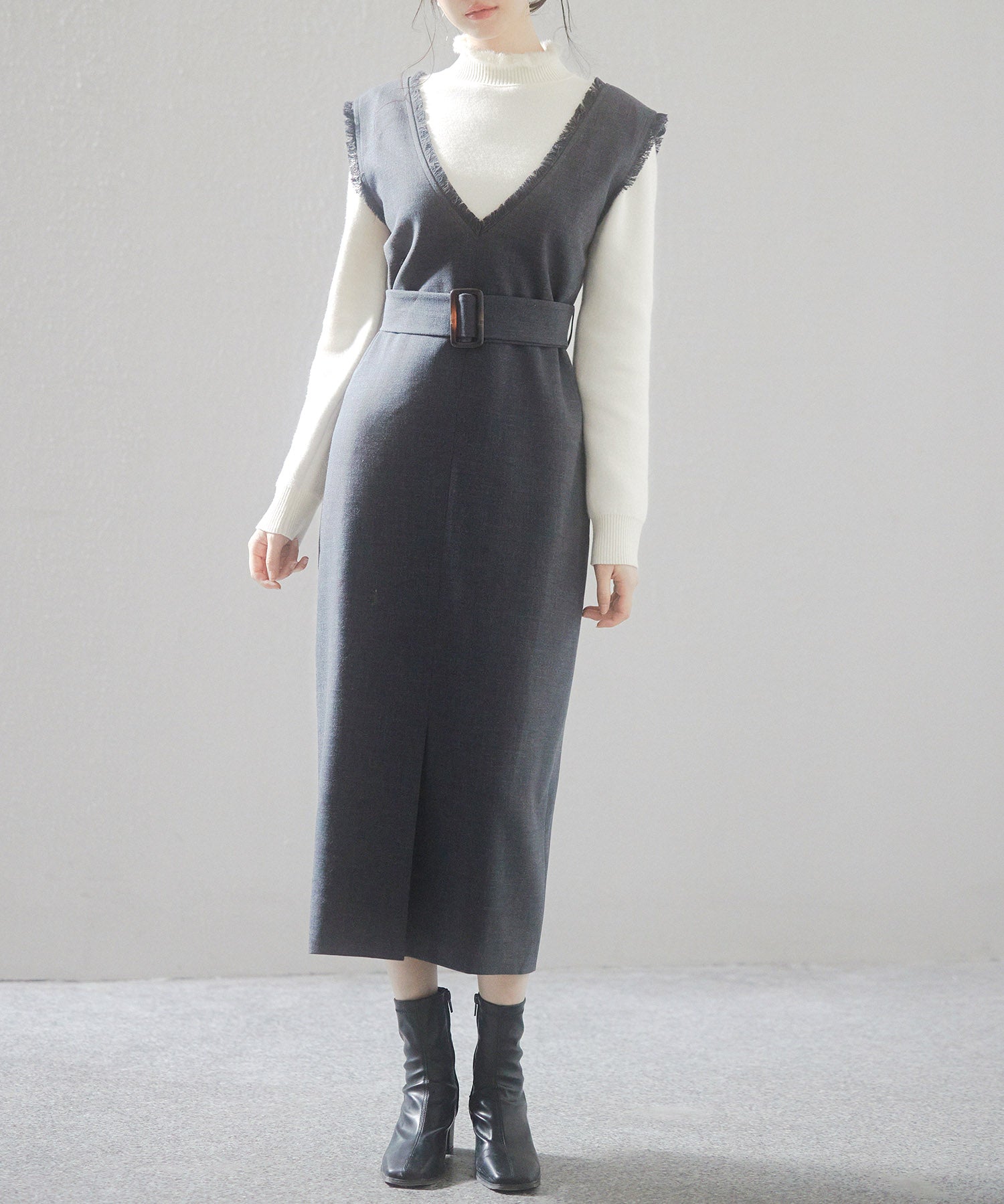 前後2wayベルト付きジャンパースカートsdp0238 チャコール