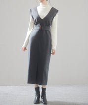 前後2wayベルト付きジャンパースカートsdp0238 チャコール