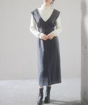 前後2wayベルト付きジャンパースカートsdp0238 チャコール