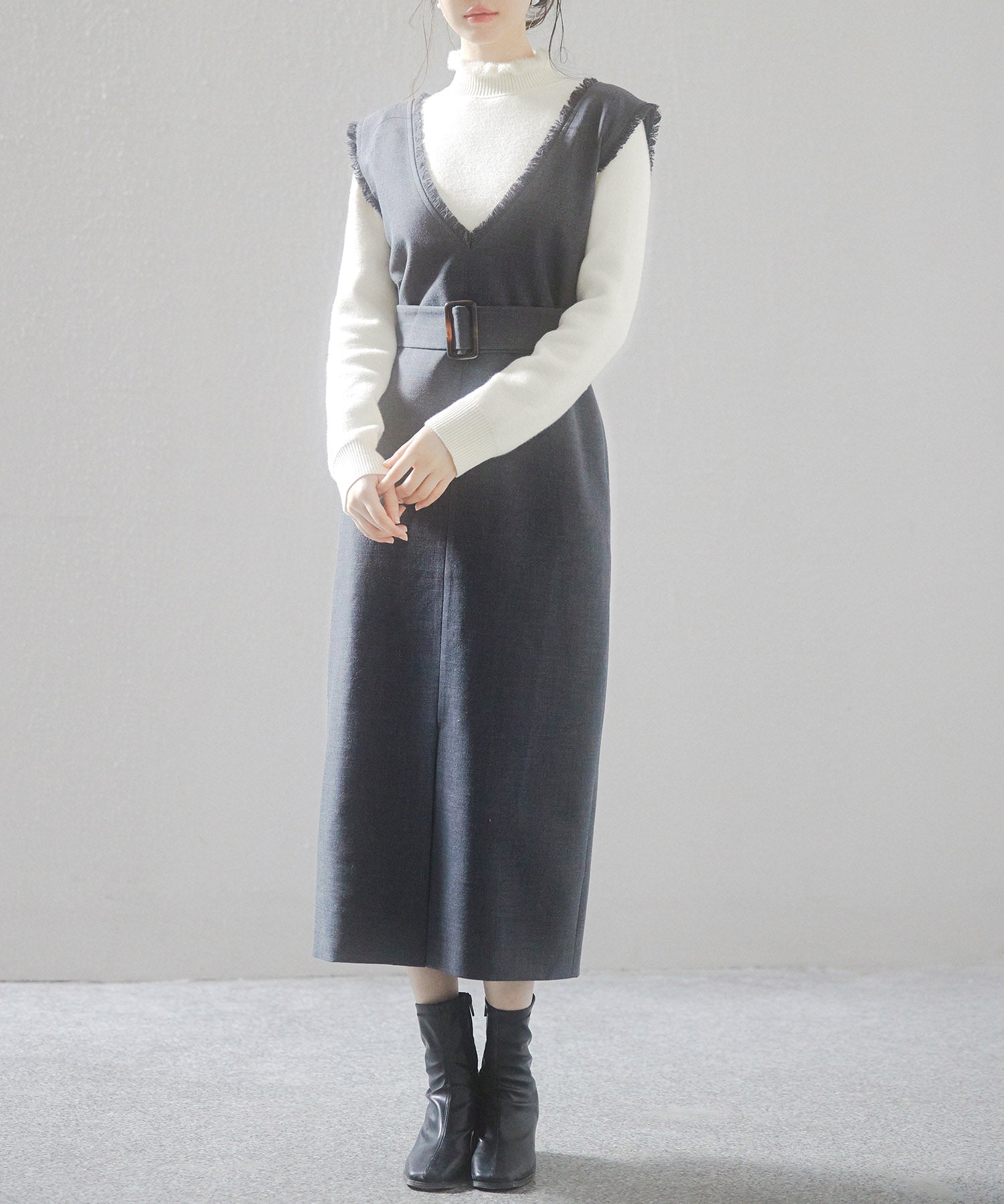 前後2wayベルト付きジャンパースカートsdp0238 チャコール