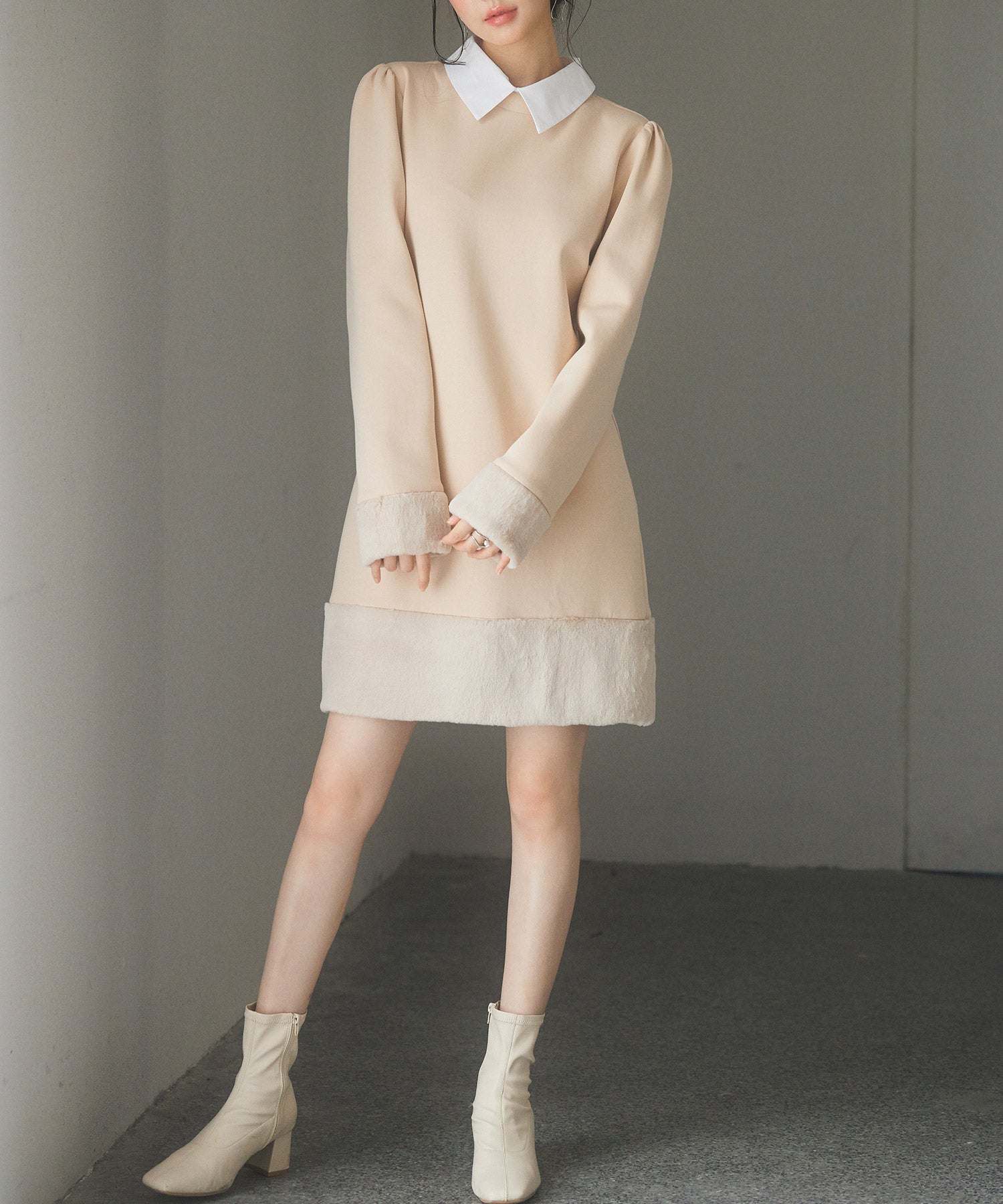 2wayネックポンチ素材膝丈ワンピースsdp0239-102-14