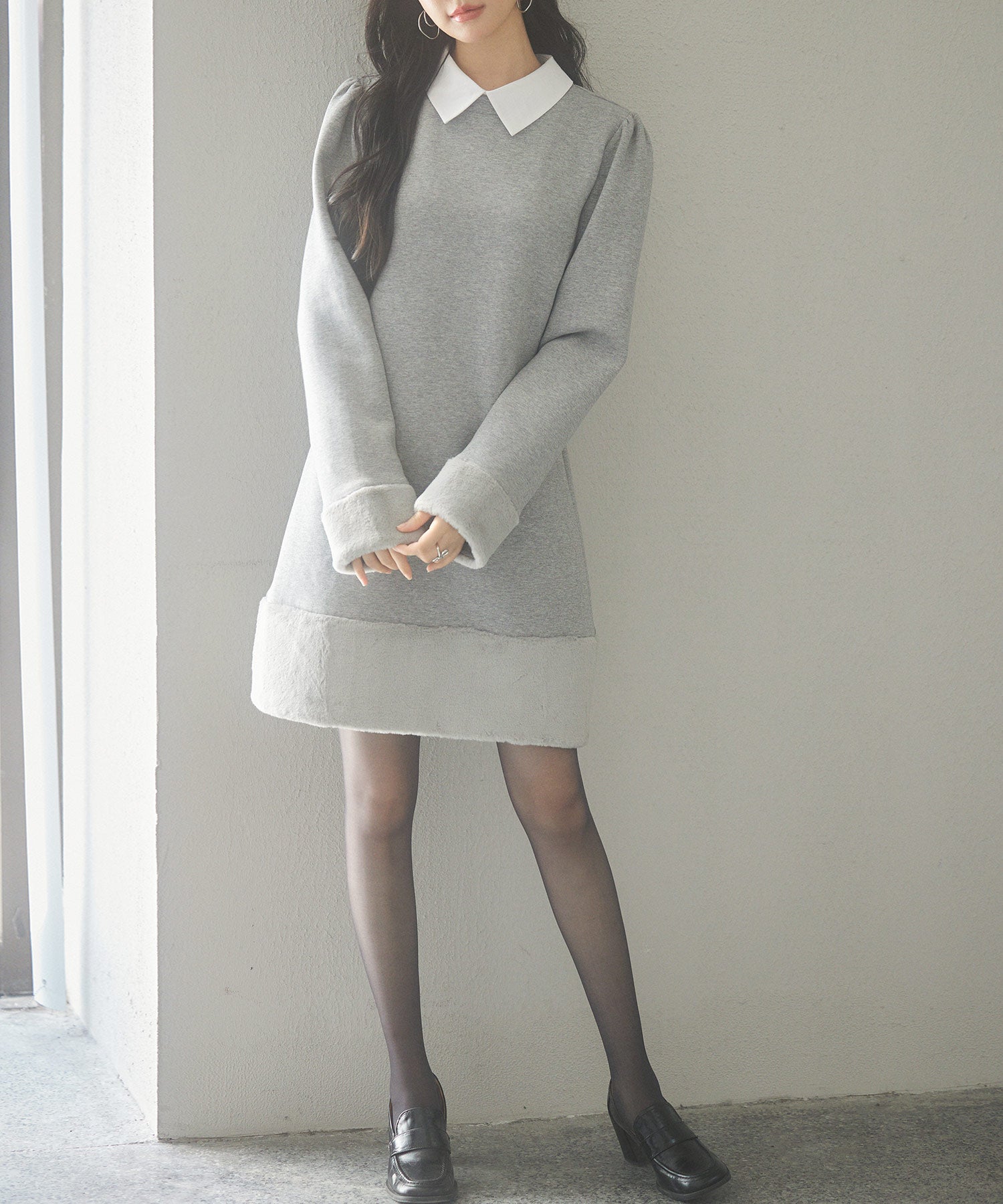 2wayネックポンチ素材膝丈ワンピースsdp0239-102-18