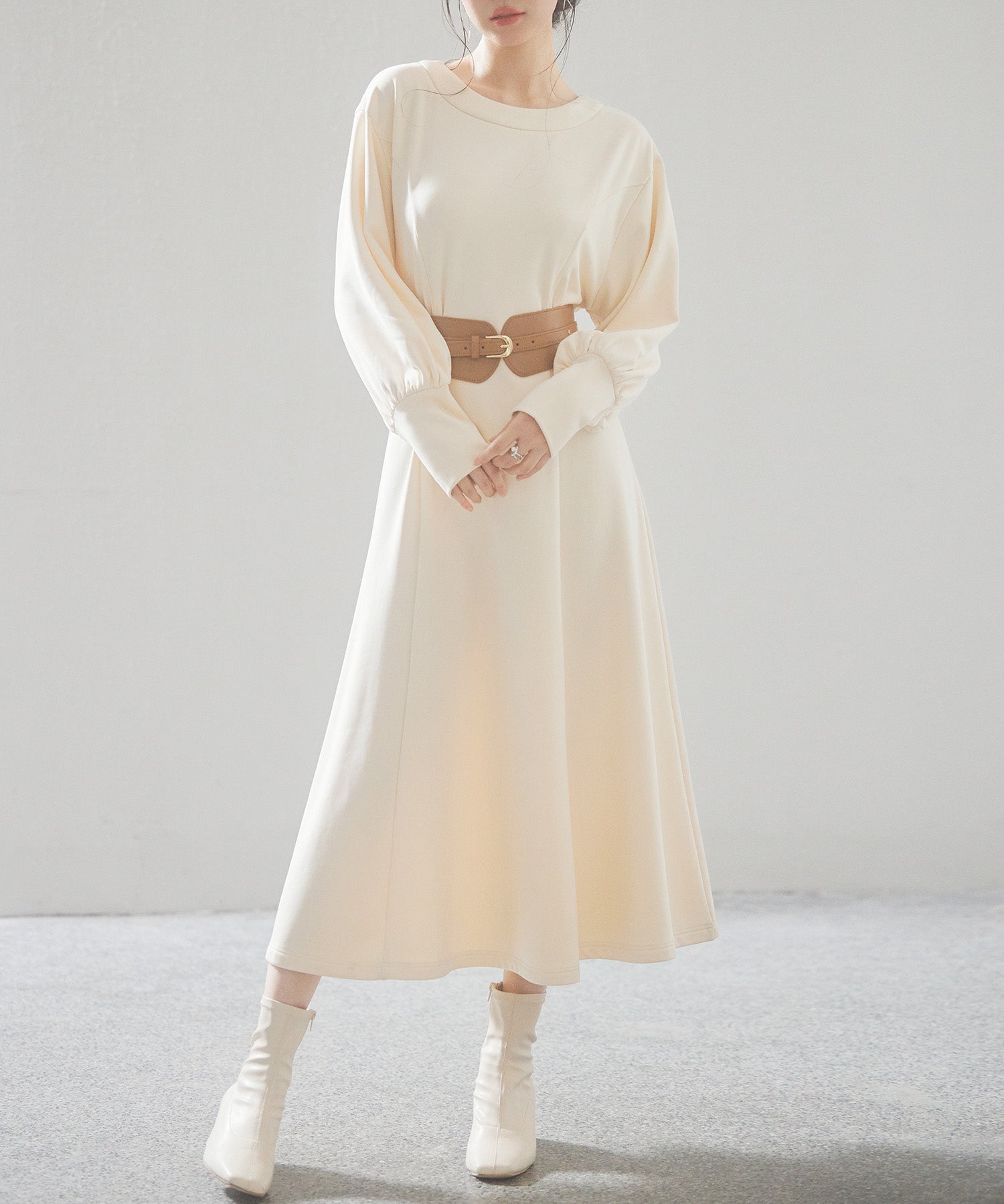 前後2way裏起毛カットソーワンピースsdp0240 アイボリー