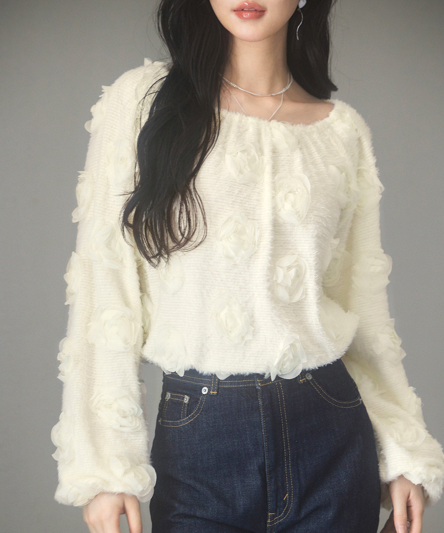 3Dローズフラワー2wayネックトップスsdp0242-103-38