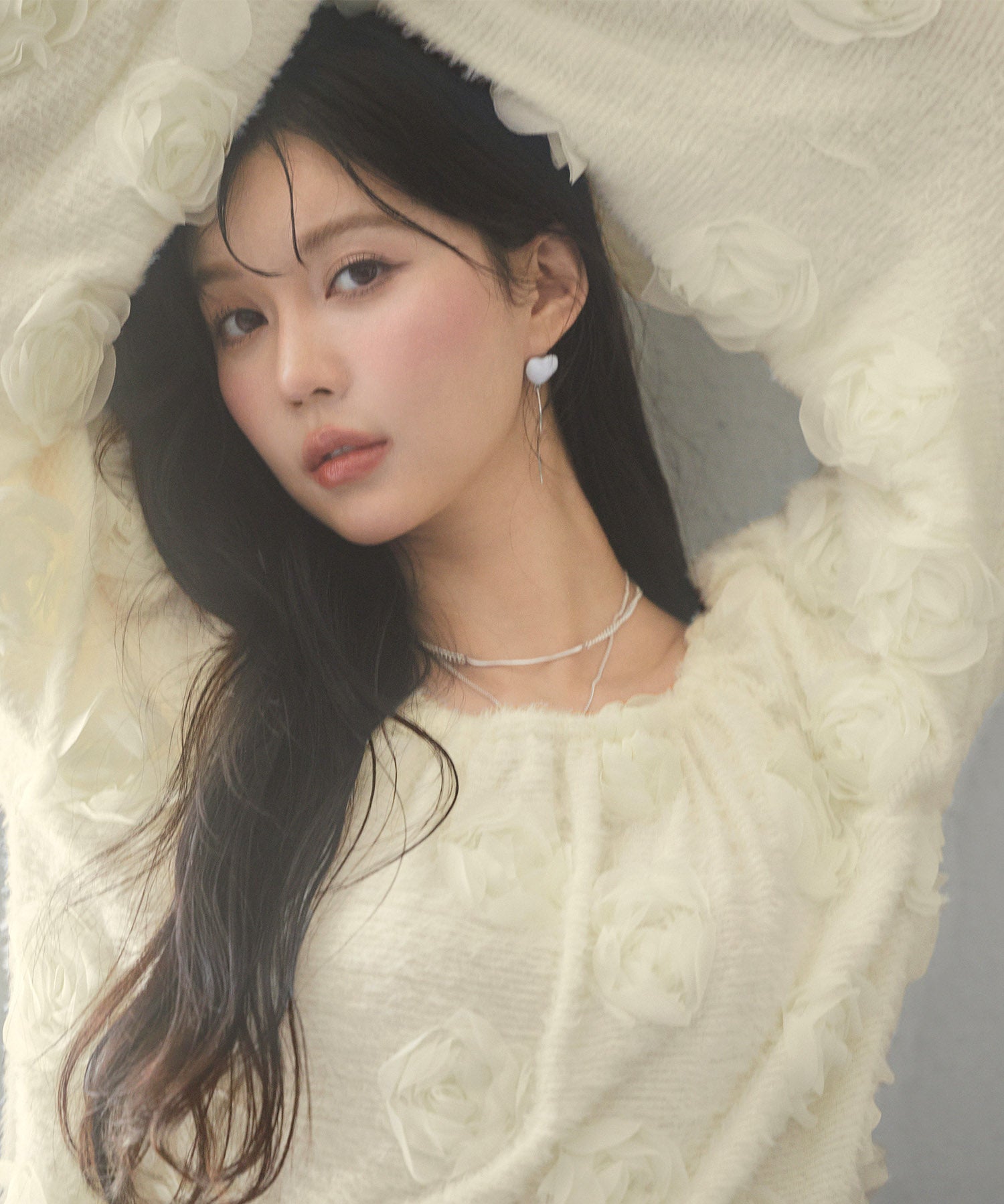 3Dローズフラワー2wayネックトップスsdp0242 アイボリー