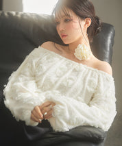 3Dローズフラワー2wayネックトップスsdp0242 アイボリー