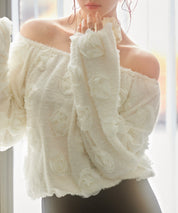 3Dローズフラワー2wayネックトップスsdp0242 アイボリー