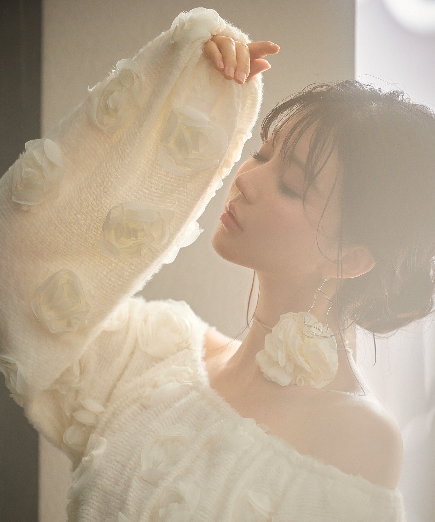 3Dローズフラワー2wayネックトップスsdp0242 アイボリー