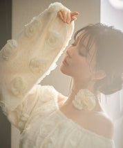 3Dローズフラワー2wayネックトップスsdp0242 アイボリー