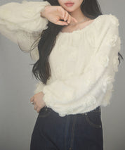 3Dローズフラワー2wayネックトップスsdp0242 アイボリー