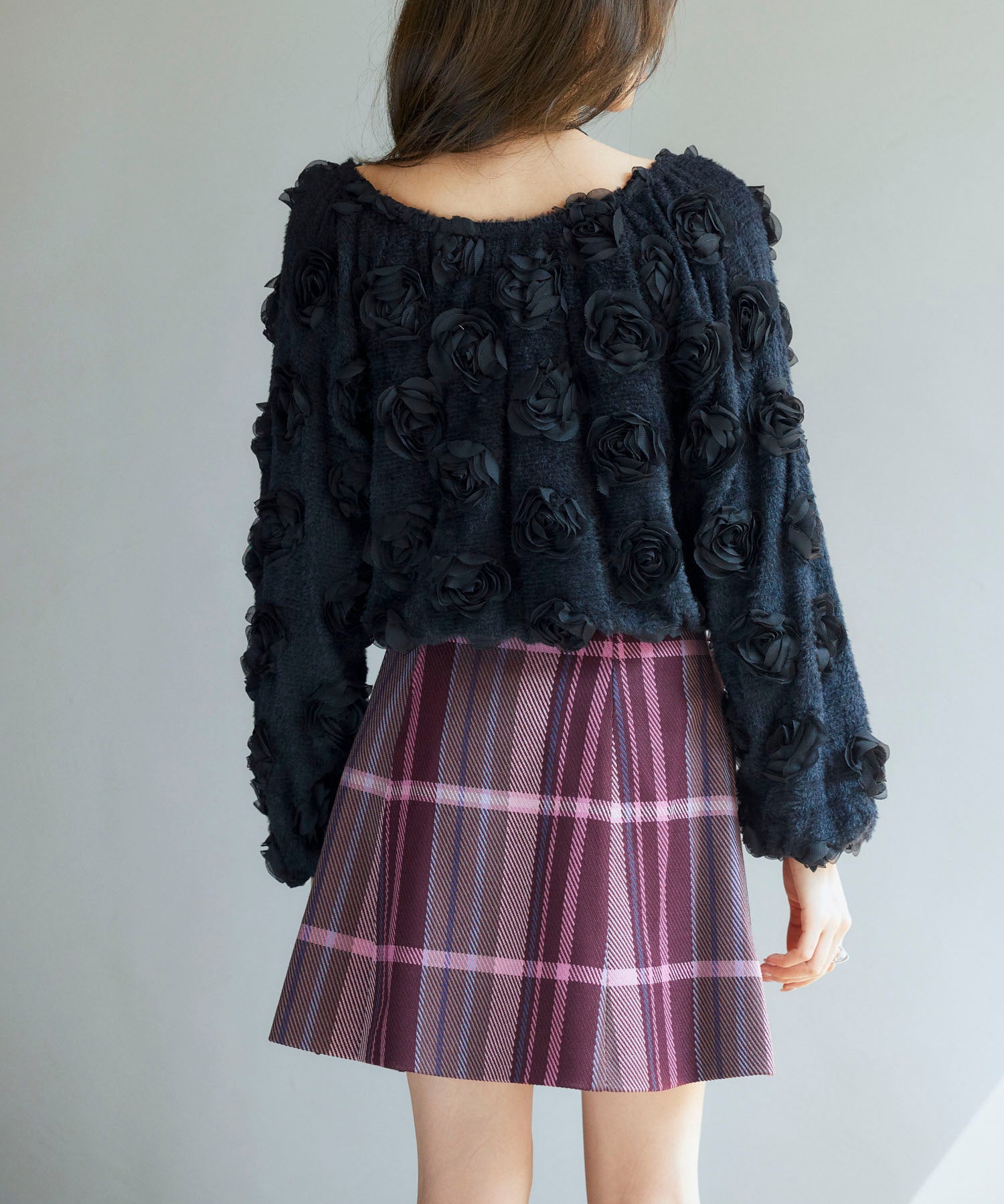 3Dローズフラワー2wayネックトップスsdp0242 ブラック