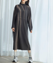 ウエストドローストリング裏起毛ワンピースsdp0244 チャコール