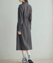 ウエストドローストリング裏起毛ワンピースsdp0244 チャコール