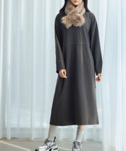 ウエストドローストリング裏起毛ワンピースsdp0244 チャコール