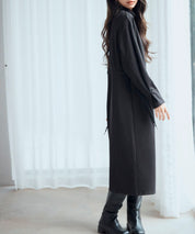 ウエストドローストリング裏起毛ワンピースsdp0244 ブラック