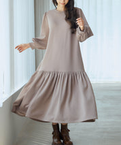 裏起毛カットソーギャザーワンピースsdp0245-103-17