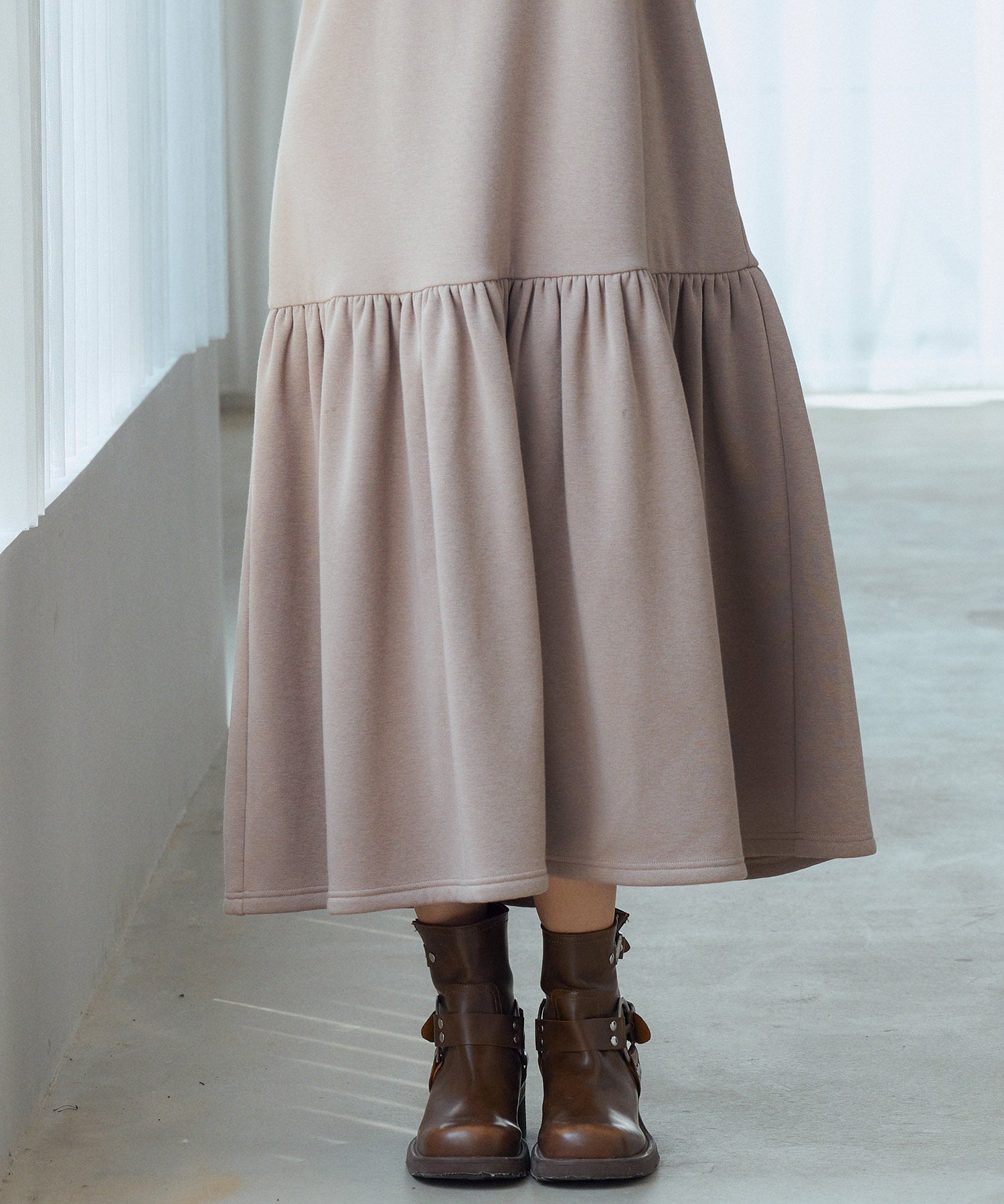 裏起毛カットソーギャザーワンピースsdp0245 ブラウン