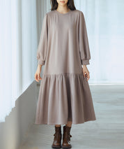 裏起毛カットソーギャザーワンピースsdp0245 ブラウン