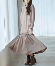 裏起毛カットソーギャザーワンピースsdp0245 ブラウン