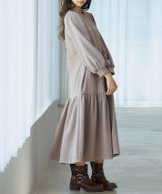 裏起毛カットソーギャザーワンピースsdp0245 ブラウン